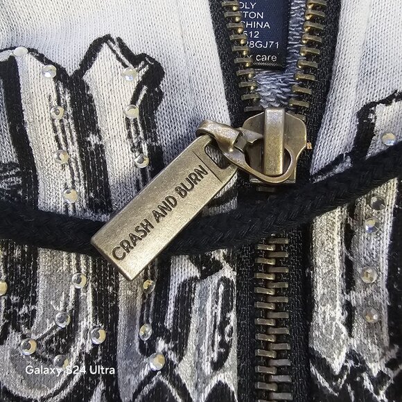 Crash & Burn Affliction Gothic Hooded Jacket Tie-Dye Full Zip Streetwear Med - Picture 7 of 13